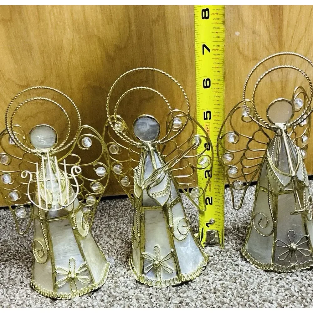 Three Capis Shell Golden Angel 3D Dble Halo Milky Translucent Soldered Brass